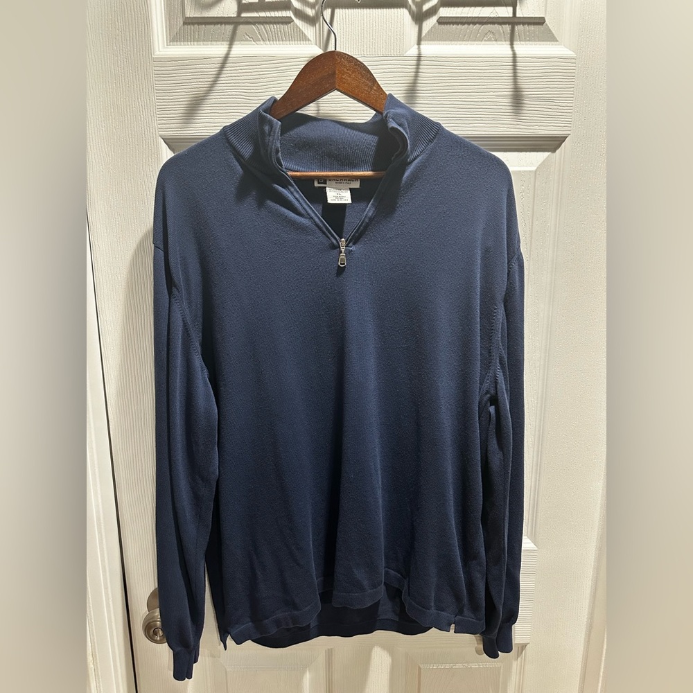 Bachrach Made in Italy Quarter Zip Sweater XL – Cotton Modal Navy